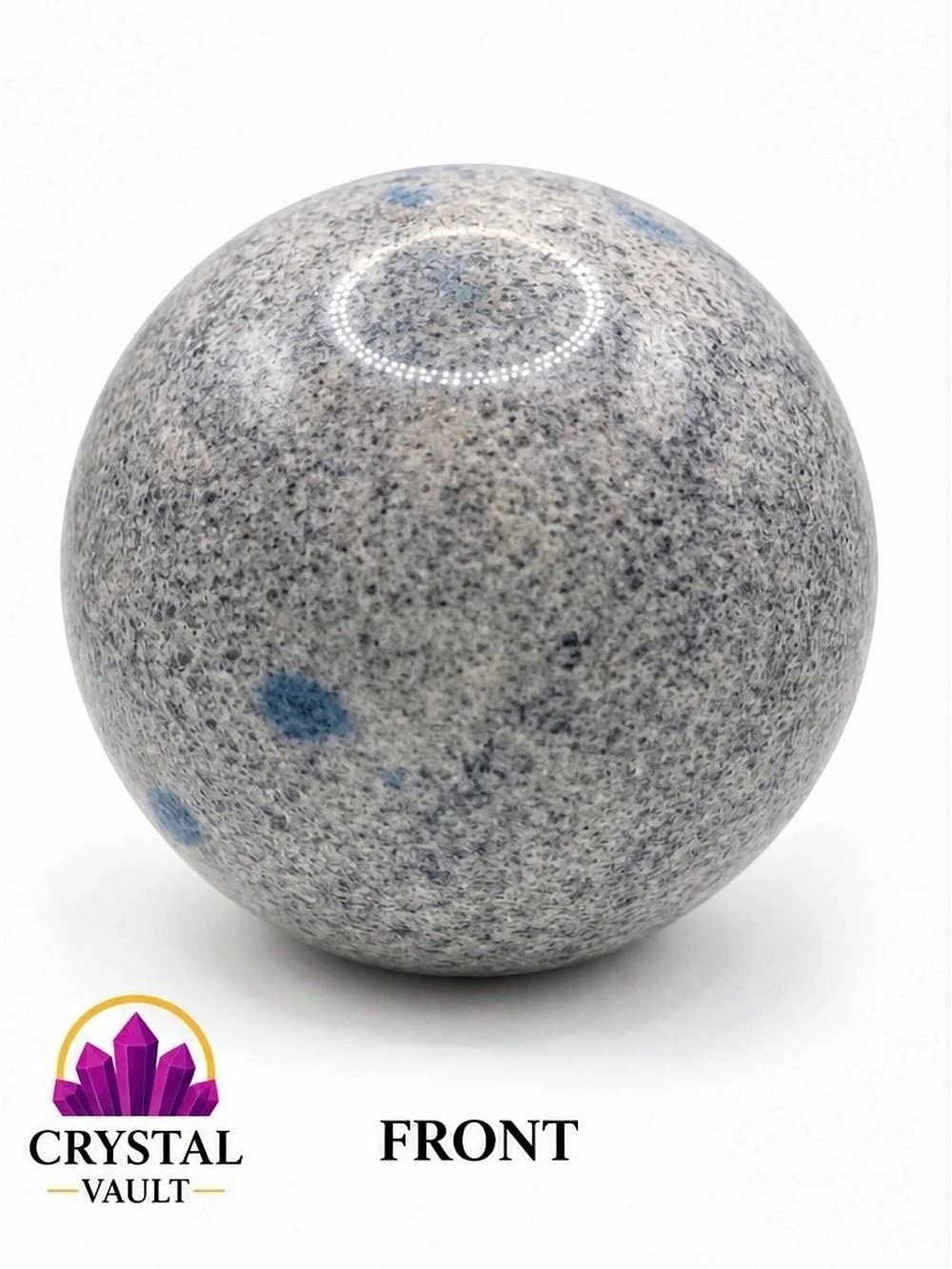 K2 Granite Crystal Sphere 2.5” Blue Azurite Spots Polished Stone 12.6 oz